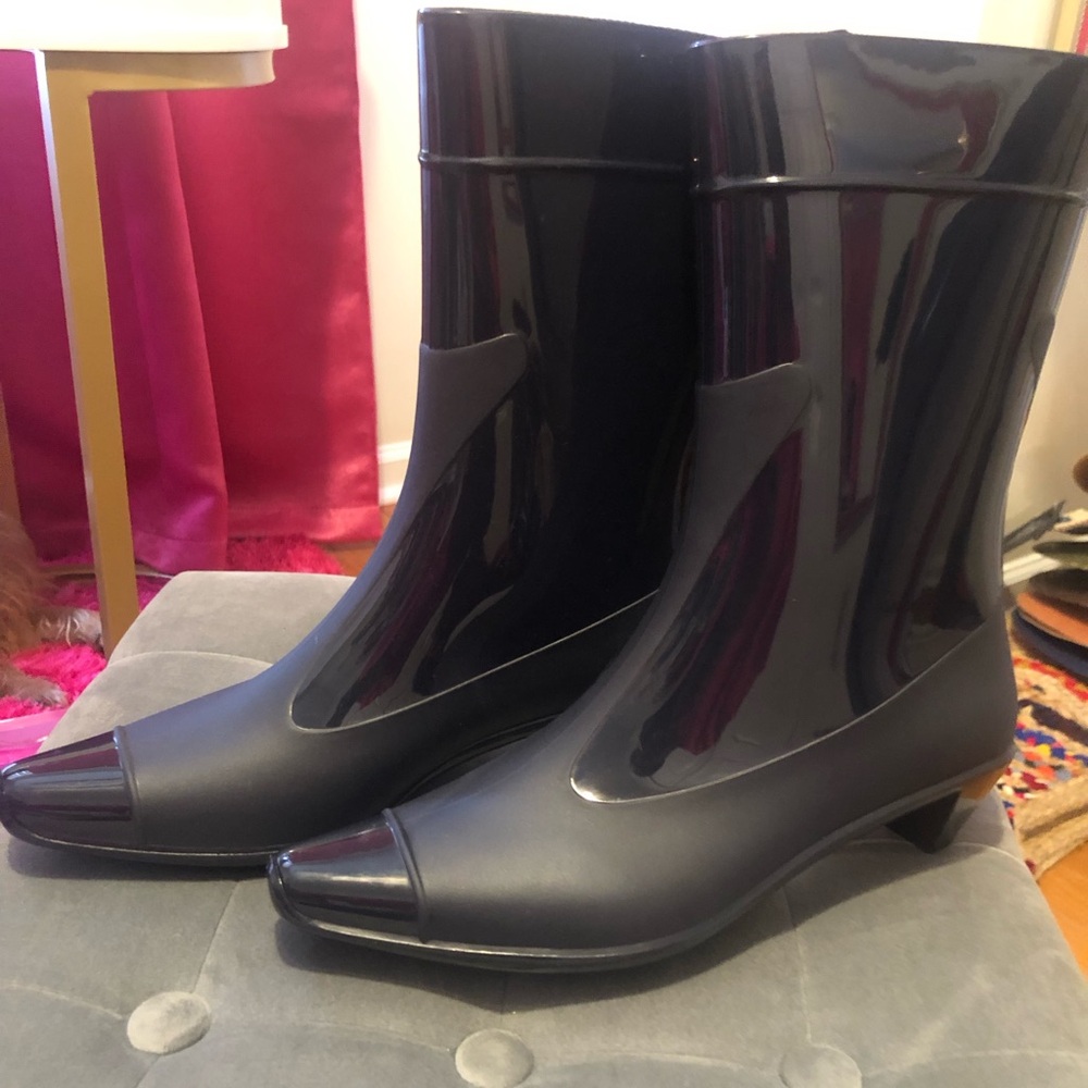 New Jeffrey Campbell Shiny Blue Rain Boots - Picture 10 of 11